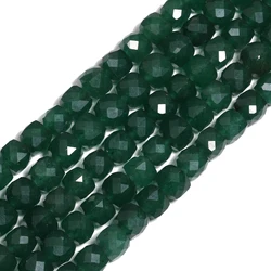 7mm AAA Faceted Cube Beads Natural Stone Dark Green Chalcedony Square Spacer Beads For Jewelry Making DIY Bracelets Accessories