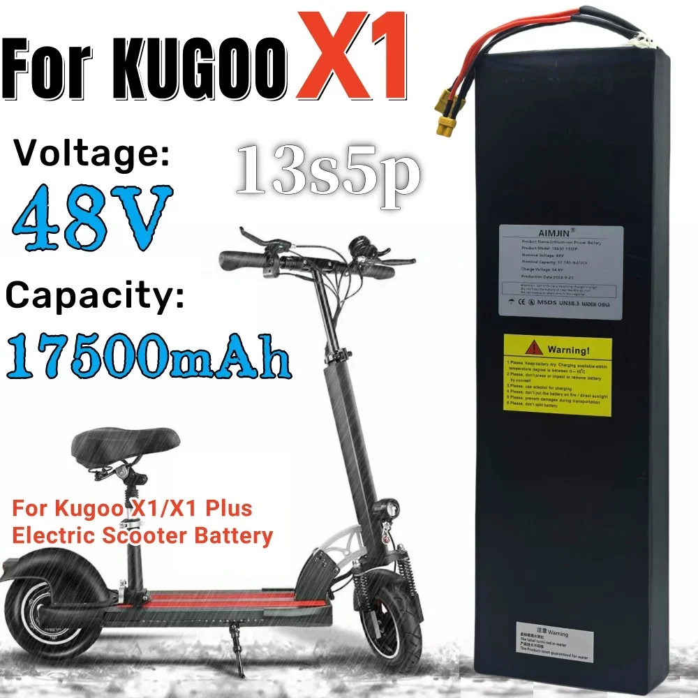 100% New 48V 17.5Ah For Kugoo X1/X1 Plus Electric Scooter Battery 13s5p Rechargeable/Lithium Battery pack with BMS