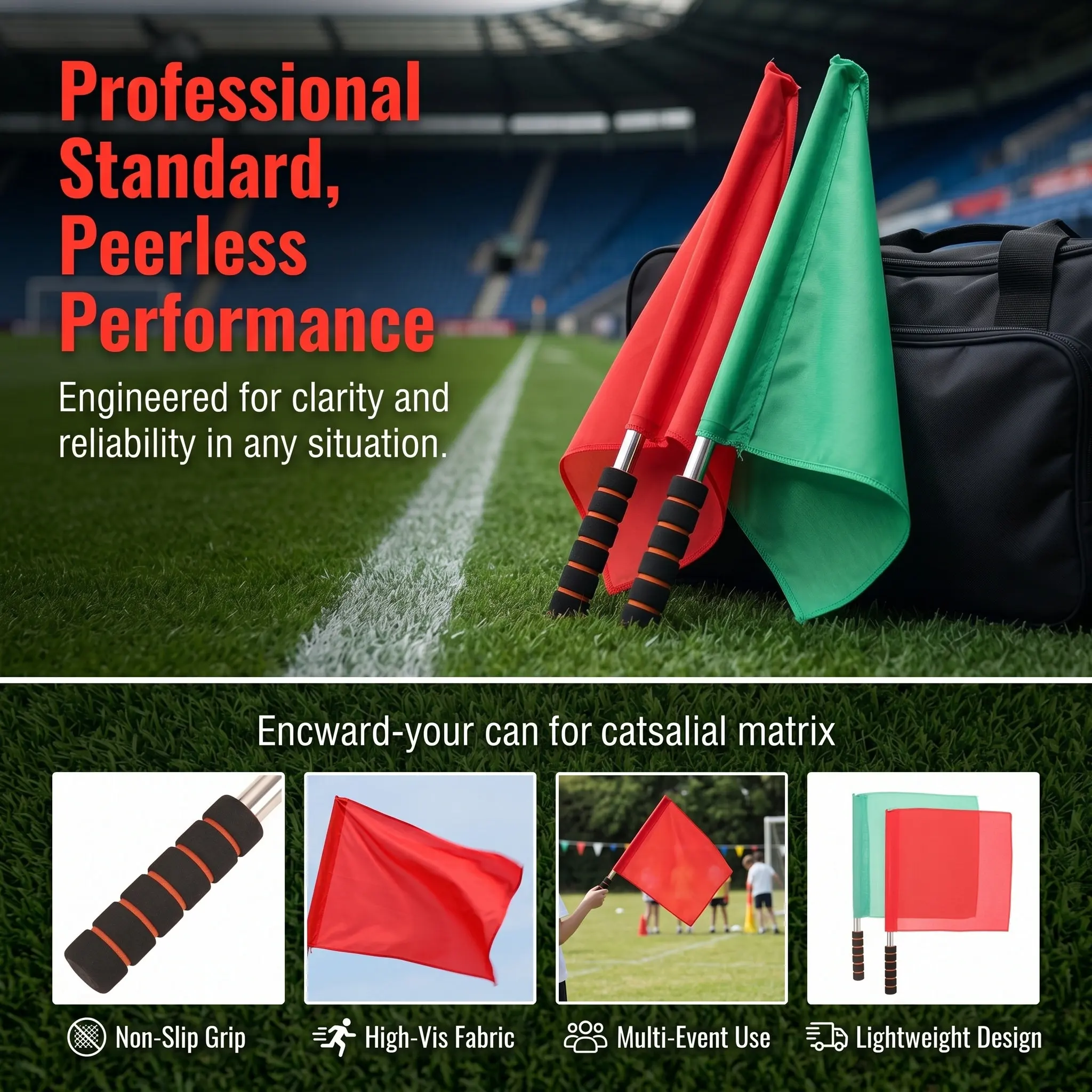 2Pcs Soccer Referee Flags Reliable Lightweight Comfortable Grip Football Match Hand Signal Flags Commanding Referee Flag