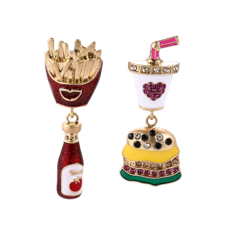 New Casual Women Earrings Individuality French Fries Burger Shape Earring Girls Party Travel Jewelry