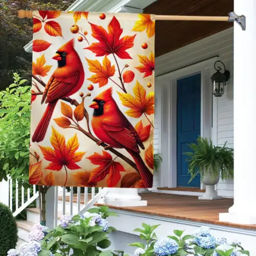 Cardinals Fall Autumn Leaves Flag Garden Flag AAL HHM WZZ yyi