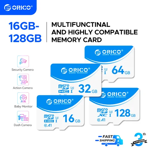 Tarjeta Micro SD ORICO Tarjeta de memoria TF 16GB 32GB 64GB 128GB A1 U3 Class10 V10 para cámara/Drone/Dash Cam