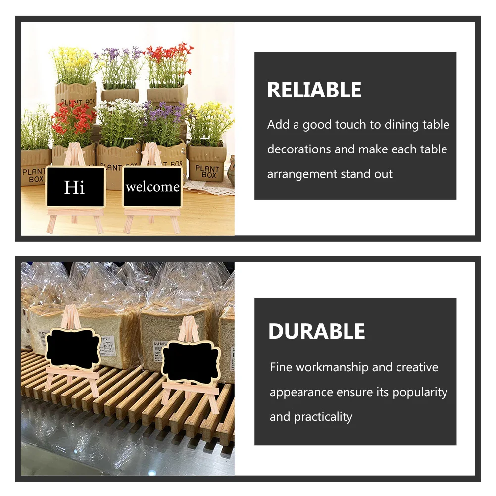 

5Pcs Small Chalkboard Signs Wooden Message Boards for Menu Display Decorative Blackboard Reusable Memo Board Tabletop Decoration