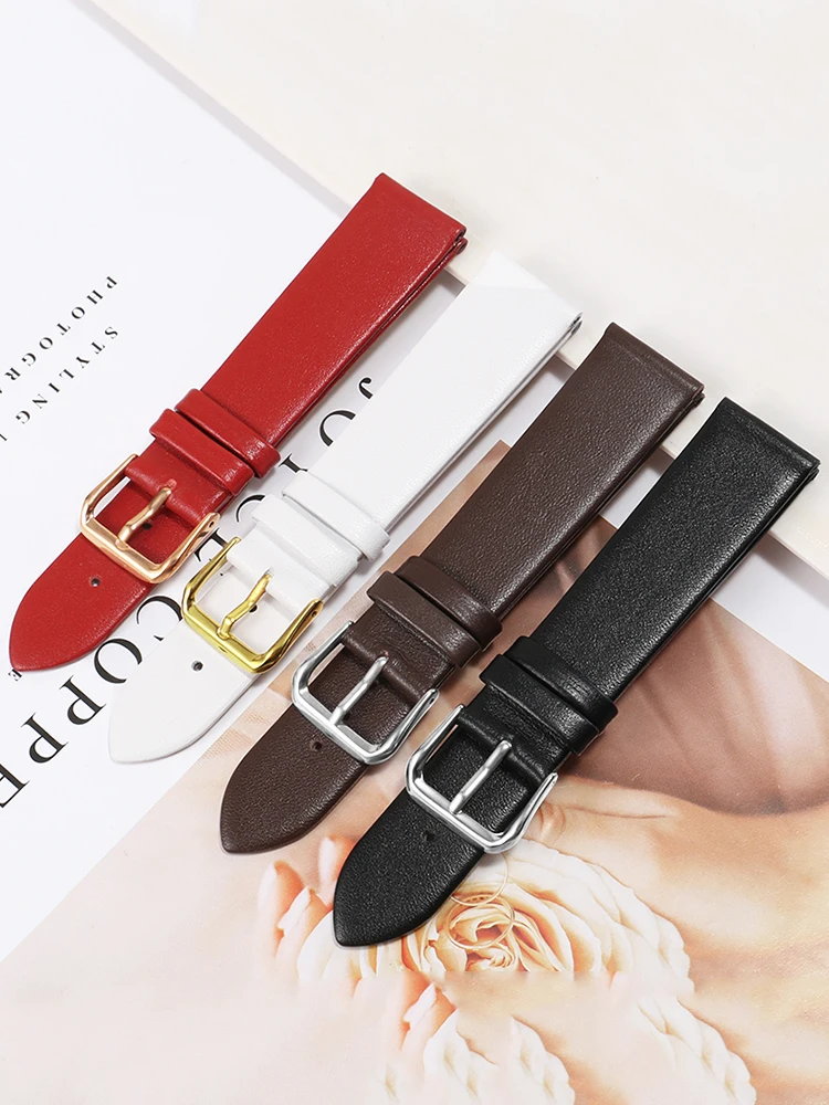 Ultra-thin Soft Leather Watch Strap for Men and Women, Suitable for Casio Moon Phase MTP-M305D/M/L Square Watch 20mm
