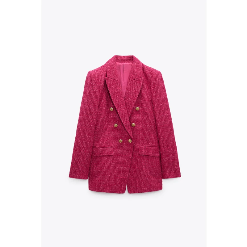 

Autumn 2023 Women's Versatile Texture Suit Jaet Button Decorated Loose Fit Long Sve Single Button Pure Color Faionable