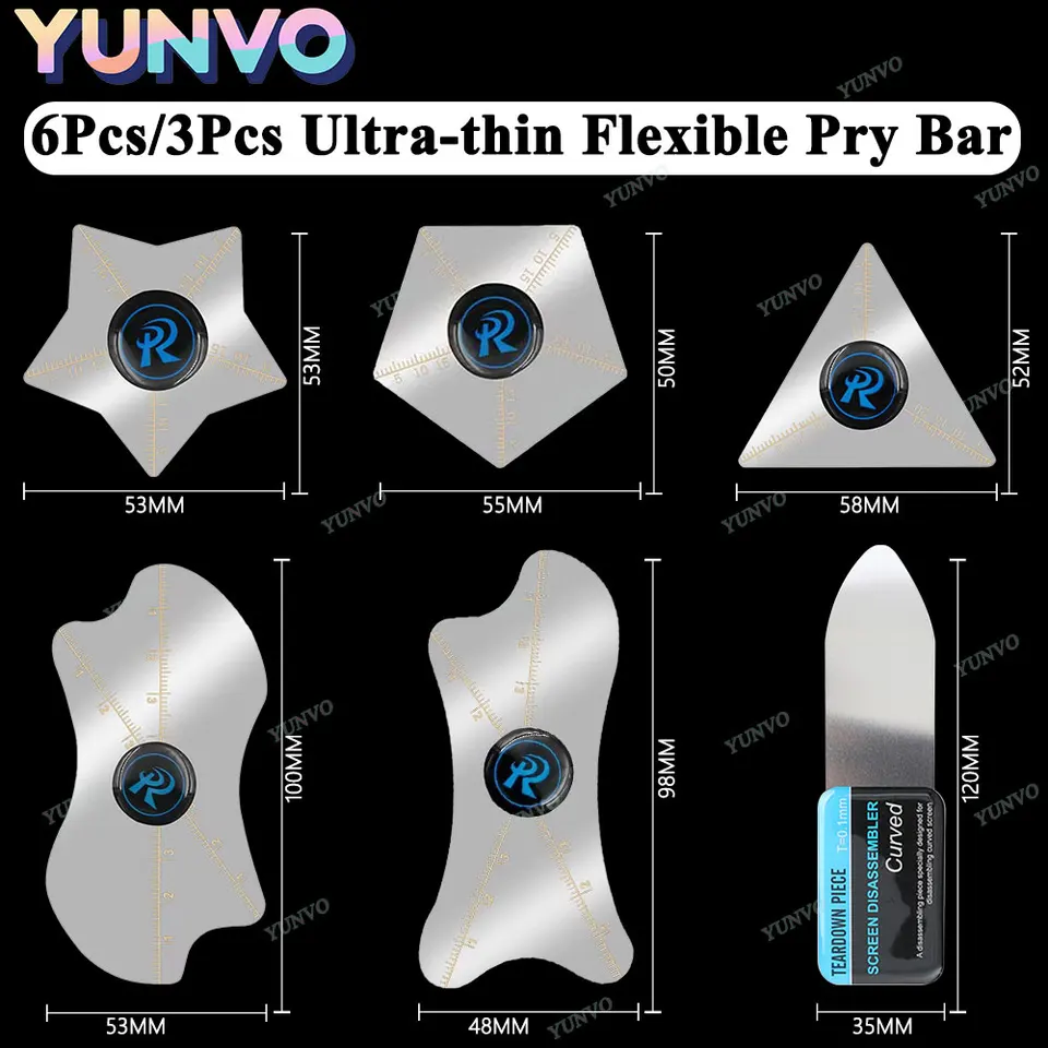 Set de 3 o 6 palancas de acero inoxidable ultrafinas de 0.1mm para reparación de teléfonos 4