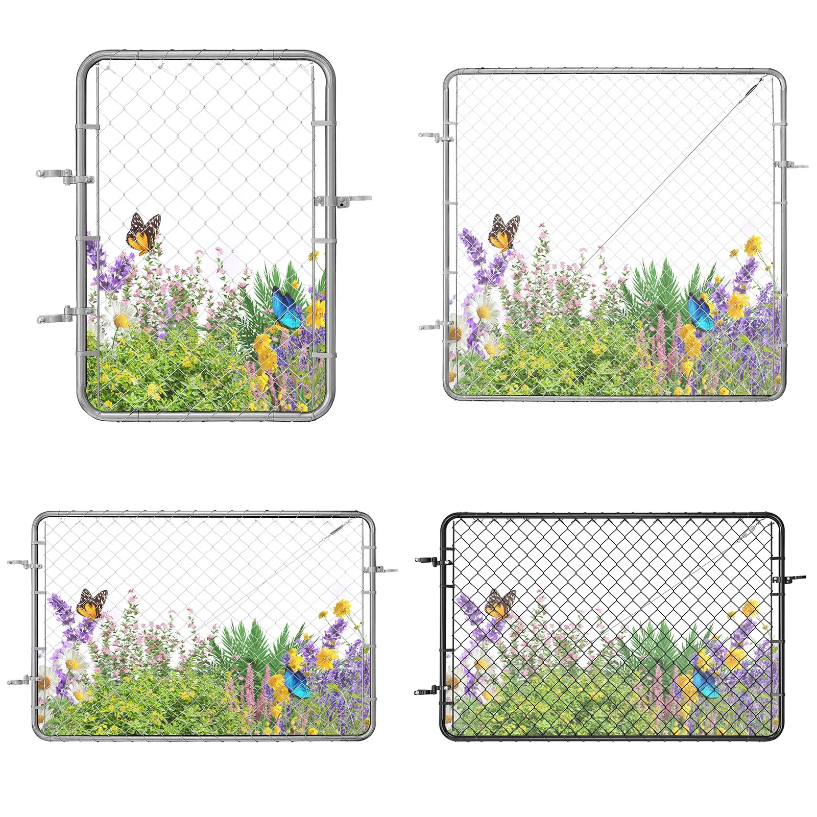 

Chain Link Fence Gate 32"x46" 72"x70" 72"x48" Galvanized Steel Yard Garden Gate