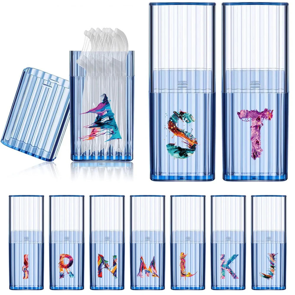 

Dental Floss Box Transparent Band Aid Case Cotton Swab Organizer Box Multifunctional Travel And Outdoor Paint Letter Pattern