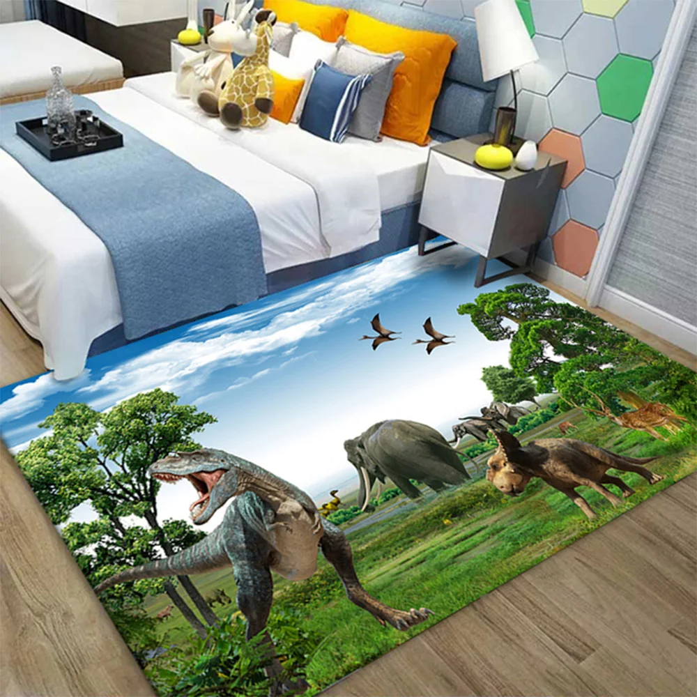 Dinosaur 3D Printed Carpet Children Rugs for Bedroom Living Room Anti-slip Baby Crawling Play Mat Rugs and Carpet for Boys Room