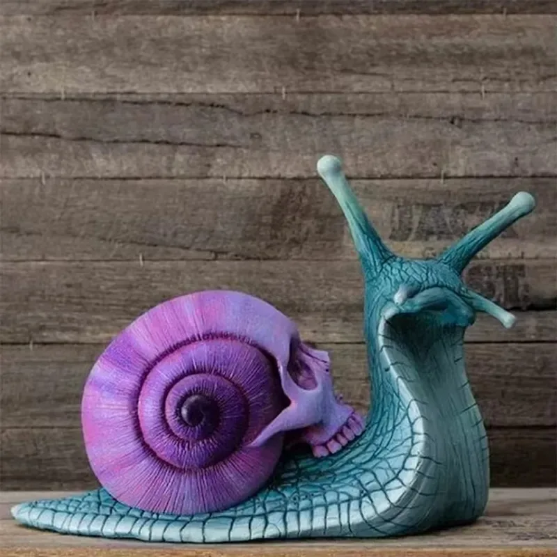 for Halloween Patio Decoration Gothic Snail Sculpture Horror Skeleton Tabletop Decorations and Party Decorations Statue