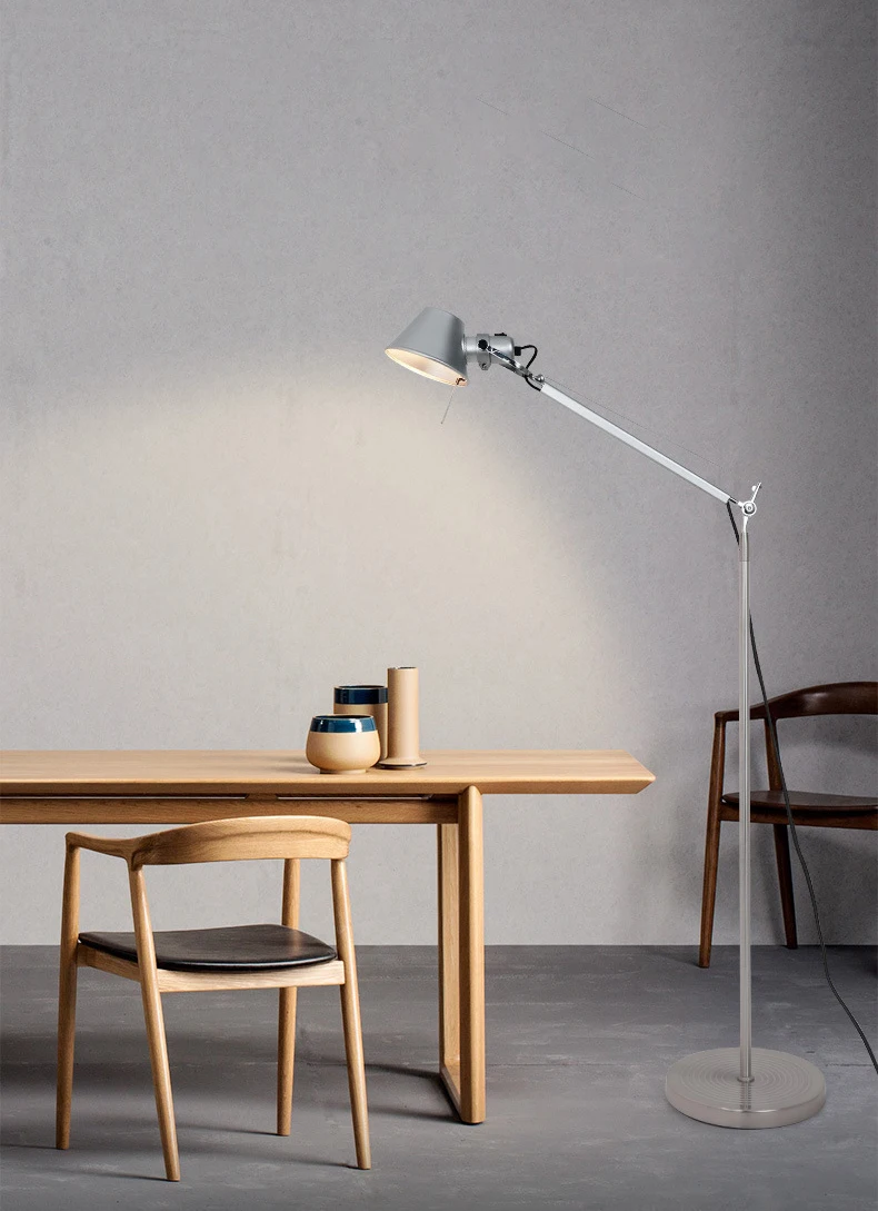 Silver Black Aluminum Floor Lamp E27 Bulb EU AU US Plug