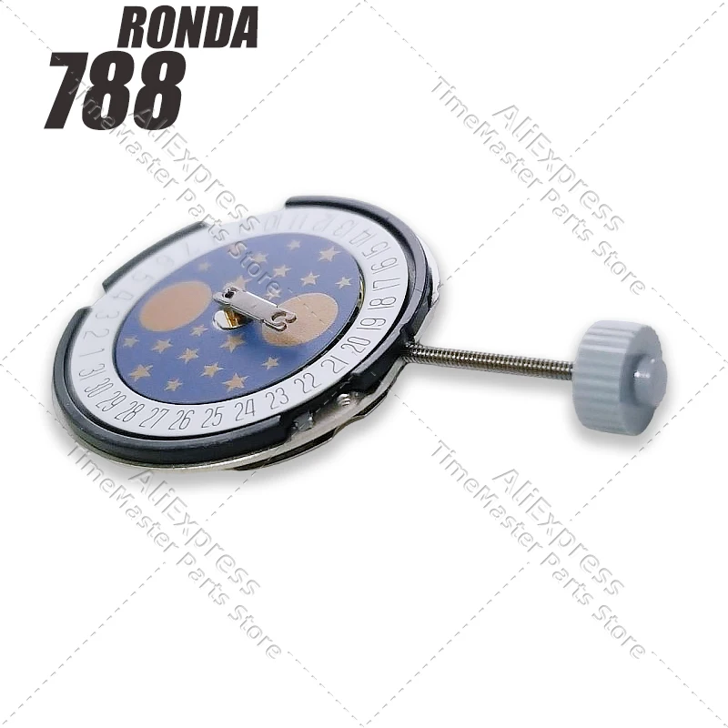 Ronda 788 Movimiento de cuarzo Suizo 3 manecillas Fecha Fase lunar 20 mm Batería No. 362 Piezas de repuesto y reparación de relojes