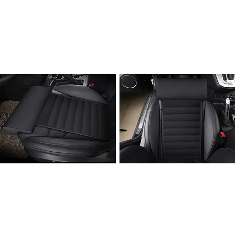 2 Pcs Car Seat Leather Leg Pad Support Extension Mat Foot Support Leg Leather Cushion Knee Pad Memory Beige & Black