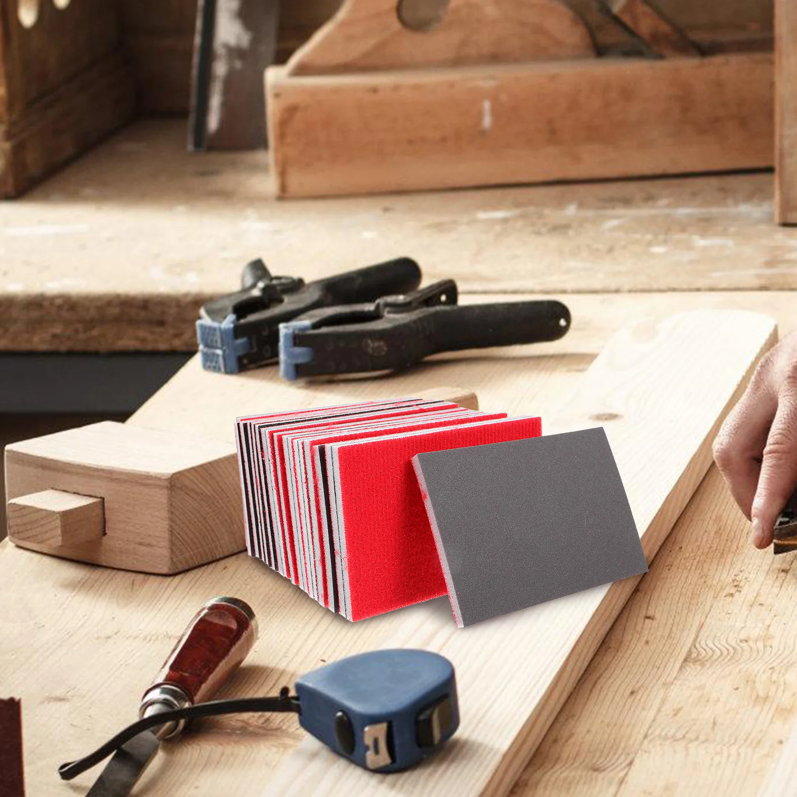 18 قطعة الرملي الإسفنج كتلة متنوعة حصى الصنفرة مجموعة للخشب معدن البلاستيك سيارة تلميع دريوال الرملي منصات جسم السيارات #5