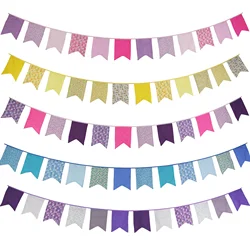 3.5M Multicolor Fabric Bunting 12 Fishtail Flags Wedding Party Decor Banner Home Baby Shower Carnival Garland