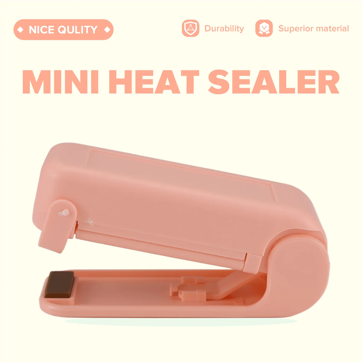 Sealer Plastic Package Storage Bag Mini Sealing Machine Handy Sticker and Seals for Food Snack Kitchen Accessories PinkN02R