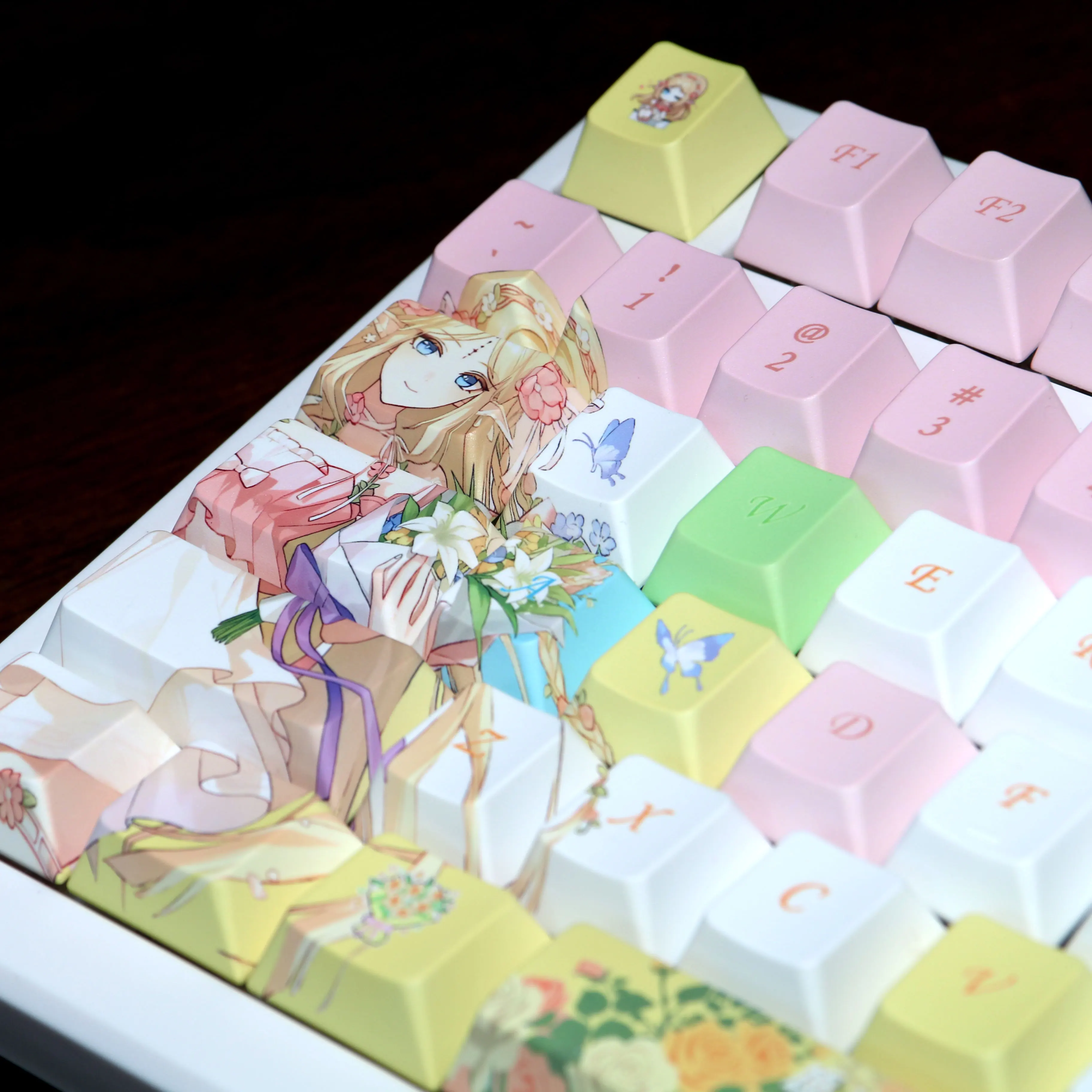 

120 Keys Cartethyia Anime Keycaps PBT Keycap Chreey Keycaps Game Key Cap Dye-sub Mechanical Keyboard Caps for 64/68/71/108