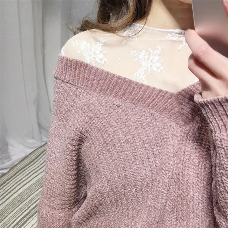 Korea Style Mesh T Shirt Lace Flower Under Shirt Long Sleeve Transparent Tshirt Sexy Black Lace See Through Mesh Tee Tops Women