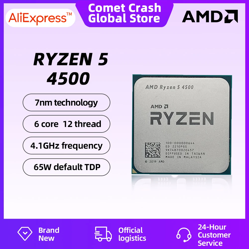 AMD RYZEN 5 4500 Processor R5 4000 Series CPU 100% Brand New 6-Core 12-Thread Socket AM4 Desktop PC Gamer Processor kit Ryzen