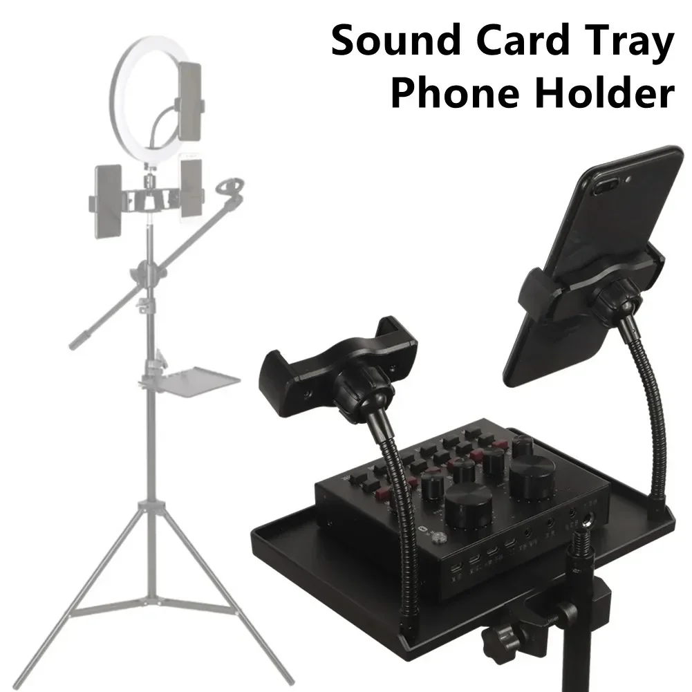 

Microphone Stand Sound Card Tray Live Microphone Stand Phone Clip Tray Stand Broadcast Stand For Mic Holder Bracket Accessories
