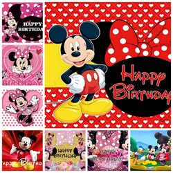 Red Mickey Minnie Background Girl Boy 1st Birthday Party Custom Decoration Photo Studio White Dot Baby Shower Photography