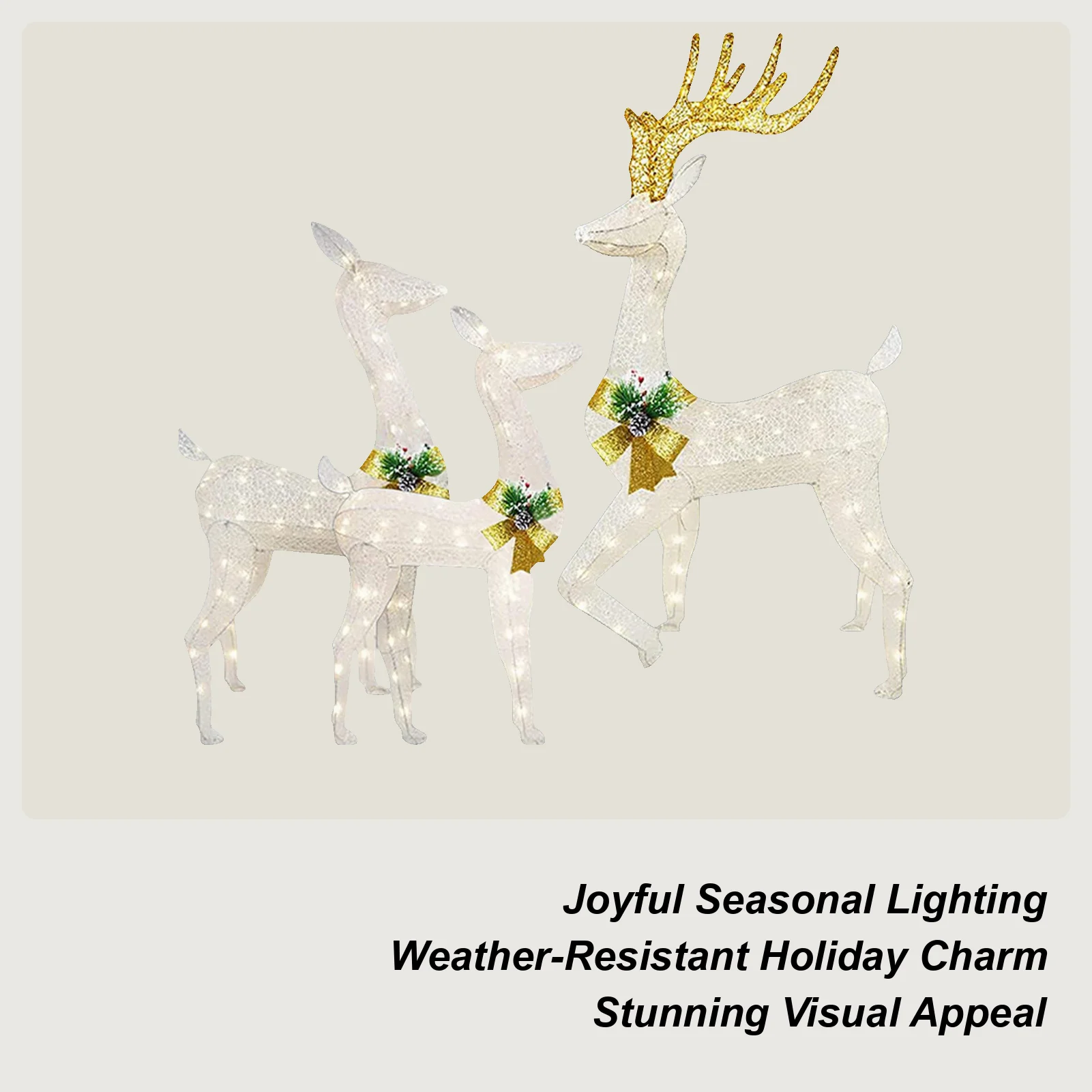 Garden Reindeer Stake Light 3-Piece LED Lighted Seasonal Decor Lighted Acrylic Stake Decoration For Yard Garden Pathway Patio