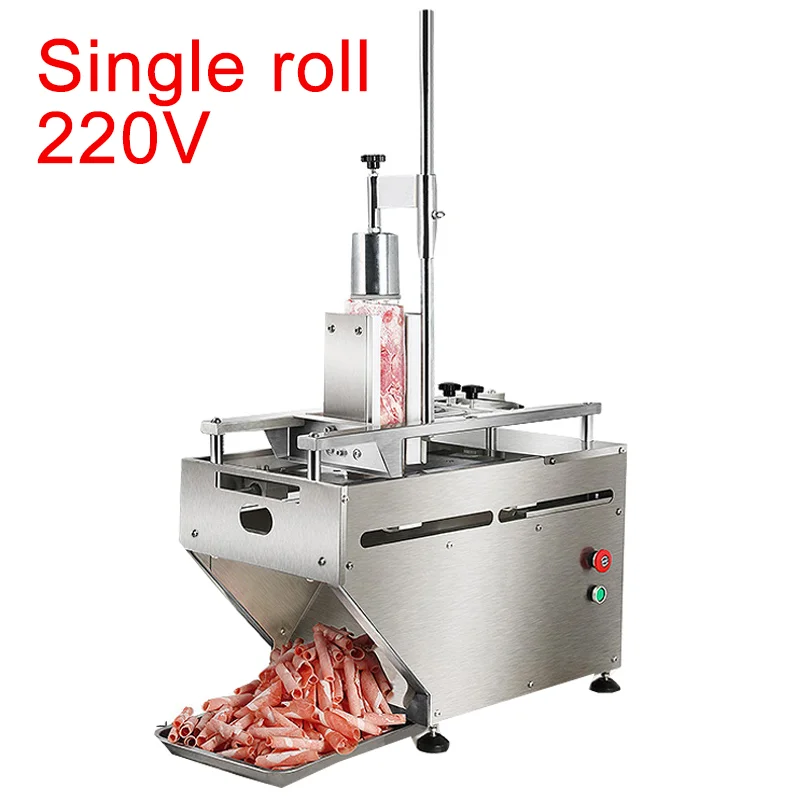 Double Tube Automatic Slicer Commercial Fatty Beef Slices Mutton Stainless Steel Frozen Meat Slicer