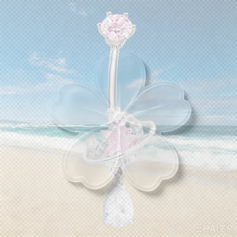 Body Jewelry Universe - Crystal Dangle Belly Button Rings Stainless