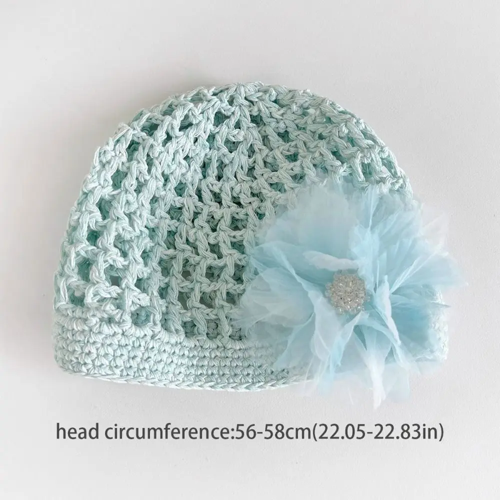Cute Handmade Crochet Flower Hat Thin Korean Hollow Out Knitted Hat Bohemian Style Ethnic Style Beanies Hat Outdoor