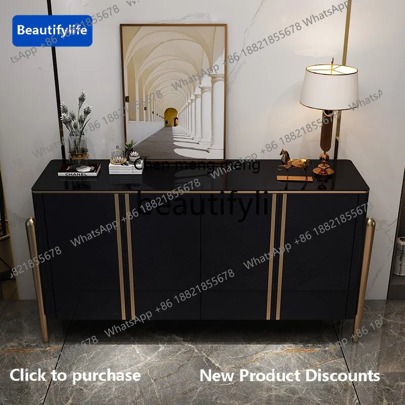 CQY Entryway Cabinet Luxury Wall-Mounted Integrated Storage Side Cabinet High-End Rock Slab Sideboard Living Room