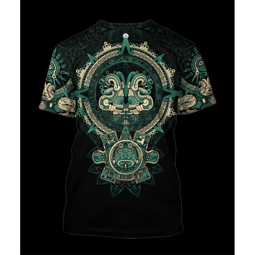 Camisetas con estampado 3D de patrón azteca mexicano de verano, camiseta a la moda para hombres y mujeres, camisetas Harajuku de gran tamaño de manga corta, ropa para hombre