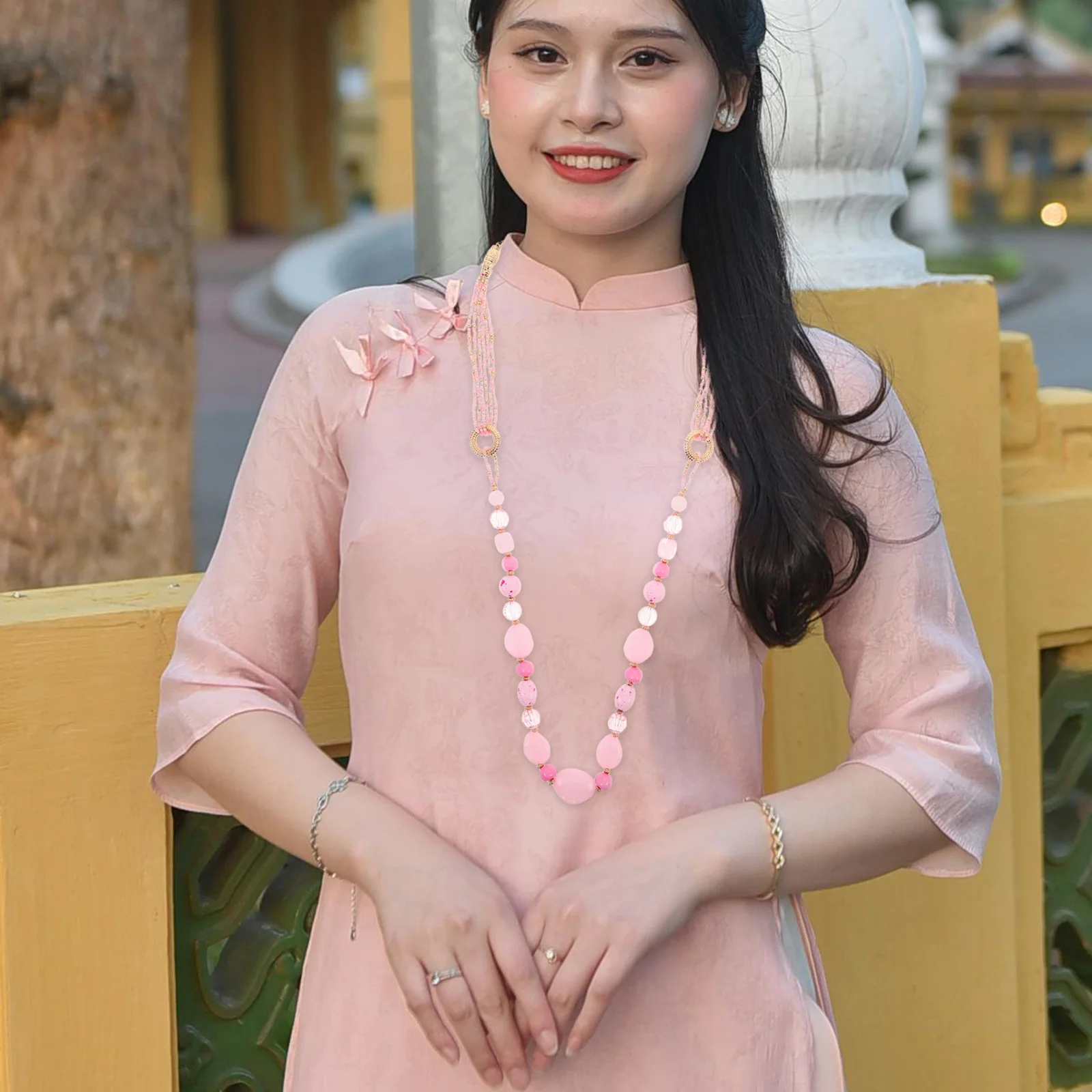 

Boho Beaded Necklace For Women Vintage Style Handmade Long Strand Jewelry Adjustable Chunky Retro Choker Summer Beach Winter