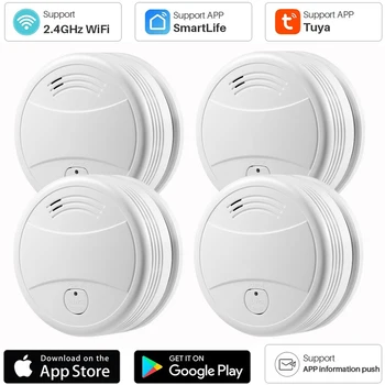 Tuya – détecteur de fumée Wifi intelligent, capteur 80db, al...