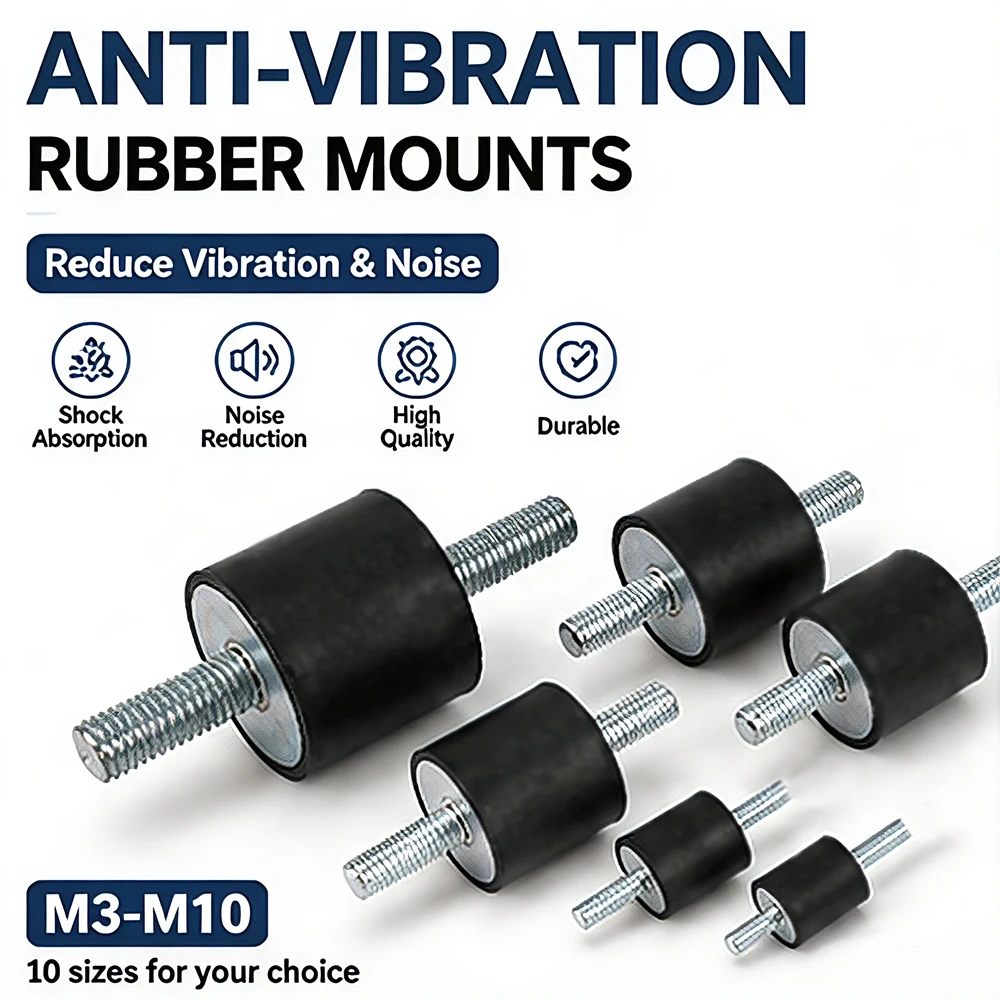 4-40Pcs M3-M10 Male Rubber Mounts, Anti Vibration Shock Absorber Damper Isolator Silentblock Bobbin for Auto Marine Pump