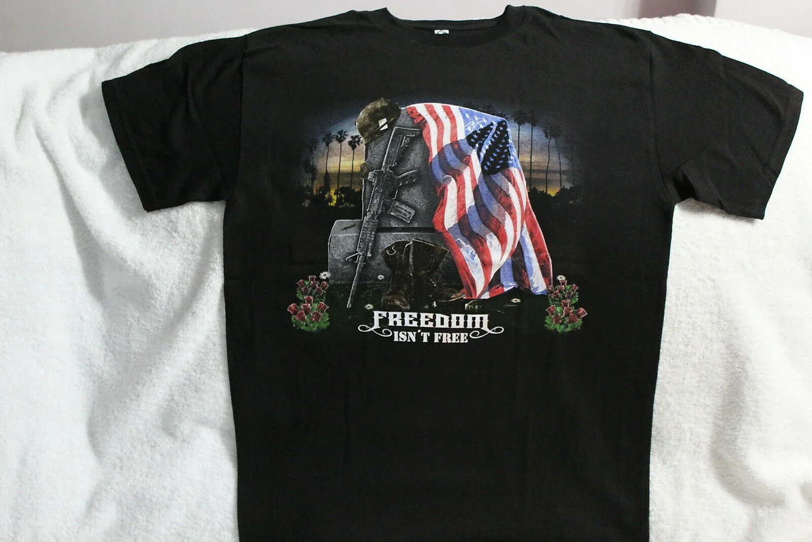 

Freedom Isn't Free USA Flag Military Veterans T-Shirt 100% Cotton O-Neck Summer Short Sleeve Casual Mens T-shirt Size S-3XL