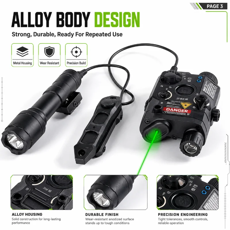 Metal PEQ15 Multimode Lighting Indicator Adjustable Module 20mm Rail Installation Hobby Model Accessory