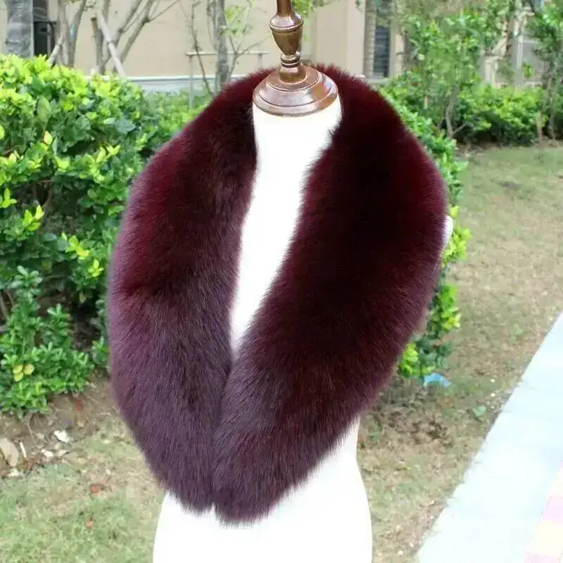 Col en fourrure de renard argenté naturel pour femme, écharpe en renard rouge, vraie peluche, écharpes à col chaud, manteau, veste, châle, mode