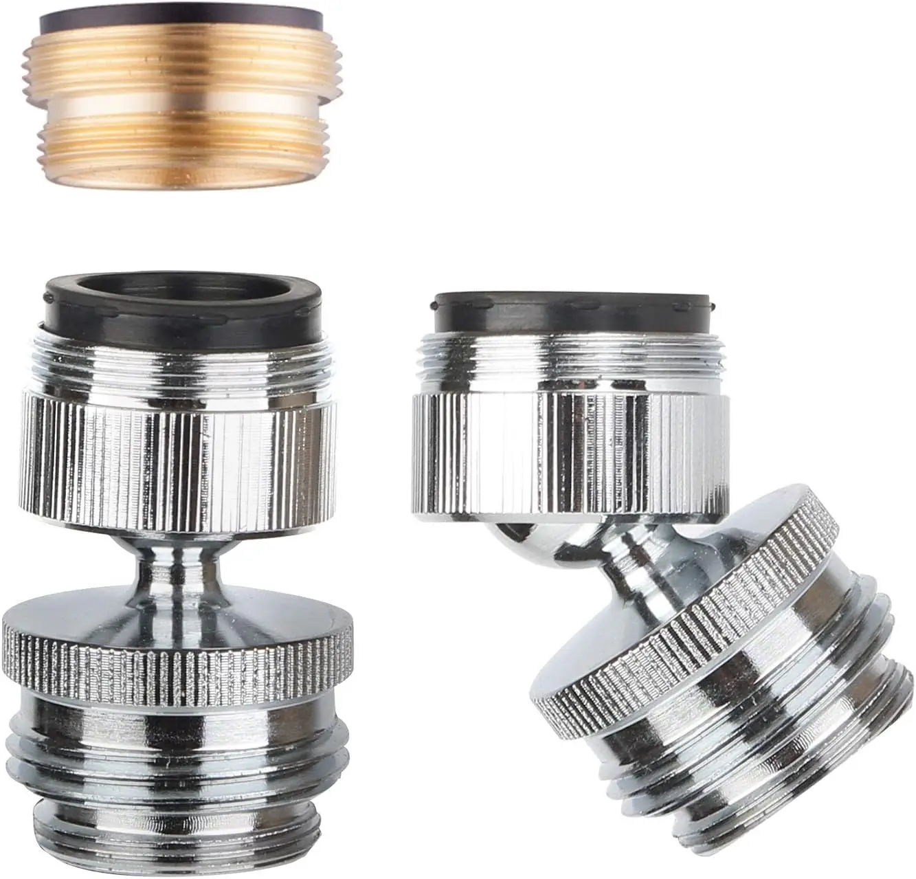 

Swivel Faucet Adapter Kit for Garden Hose, 3/4 Inch Male Thread, Chrome Finish, 360° Rotation