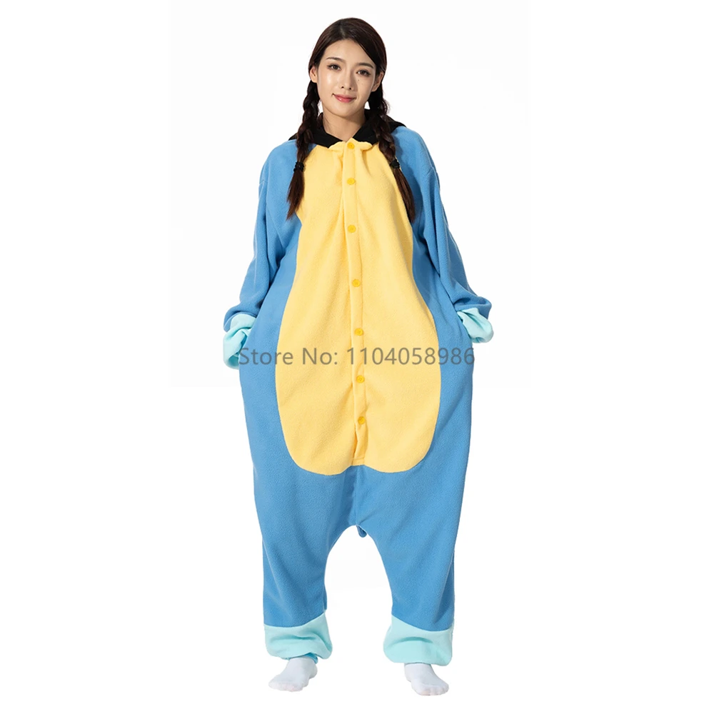 Tier Kigurumi Kostüm Halloween Stram pler blauen Hund für Frauen Männer Erwachsene Kinder Pyjamas Cartoon Pyjama Cosplay Party Homewear