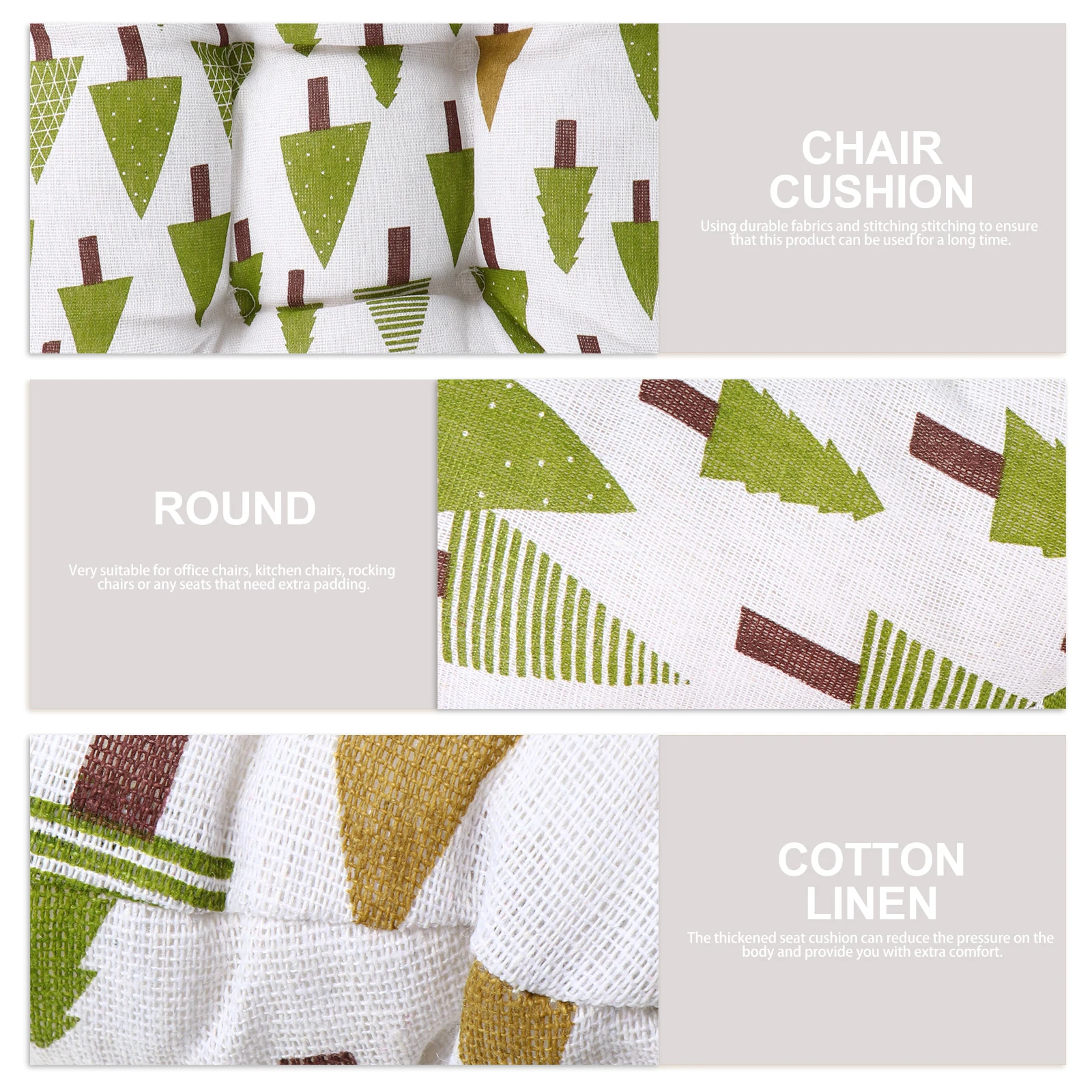 1pc Office Chair Cushion Thick Cotton Filled Round Seat Pad Reversible Double-Side Mat Dining Car Garden Use Chair Cushion