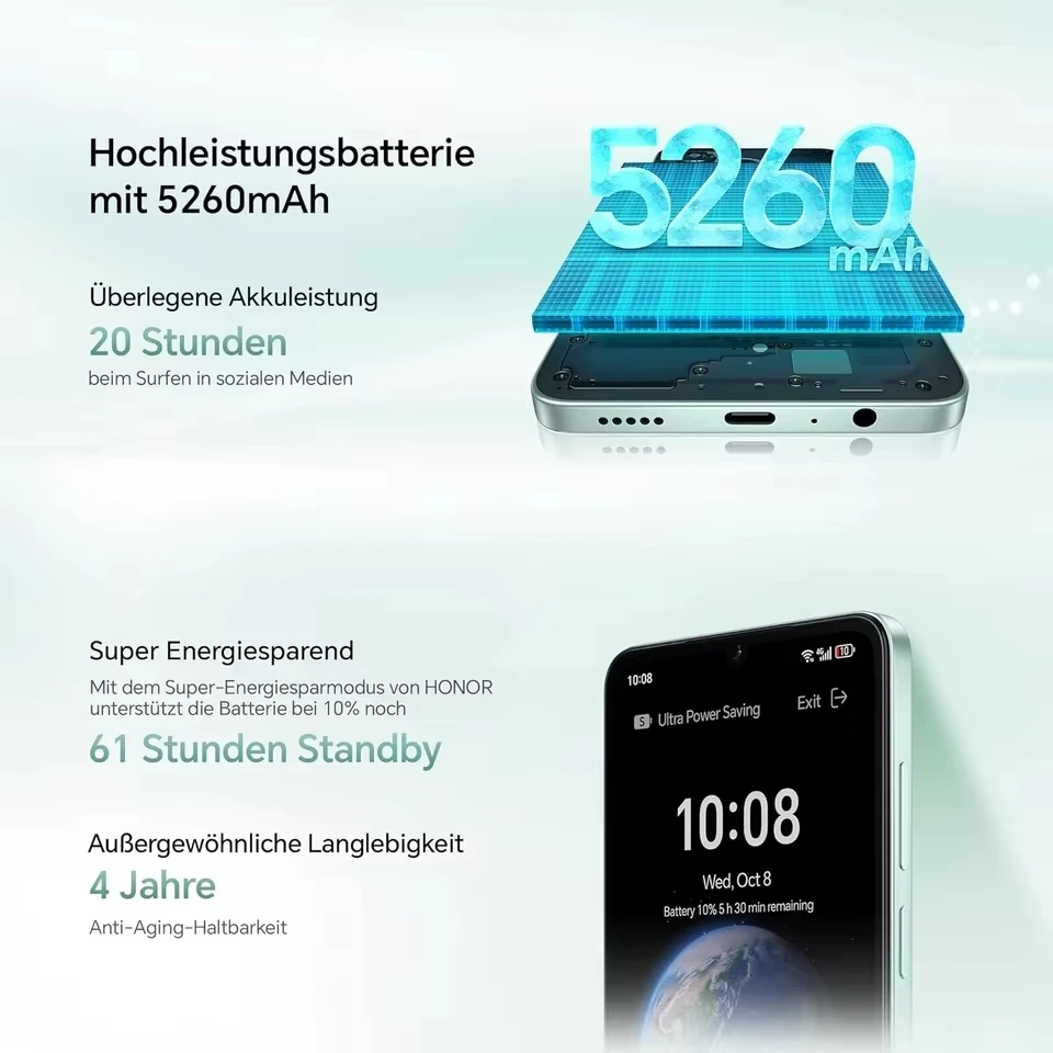 Teléfono Inteligente HONOR X5C Plus 4G, Pantalla de 6.74» 720×1600, MediaTek Helio G81 ARM Mali-G52 MC2, Cámara Trasera de 50MP, 5260mAh, MagicOS 9.0 5