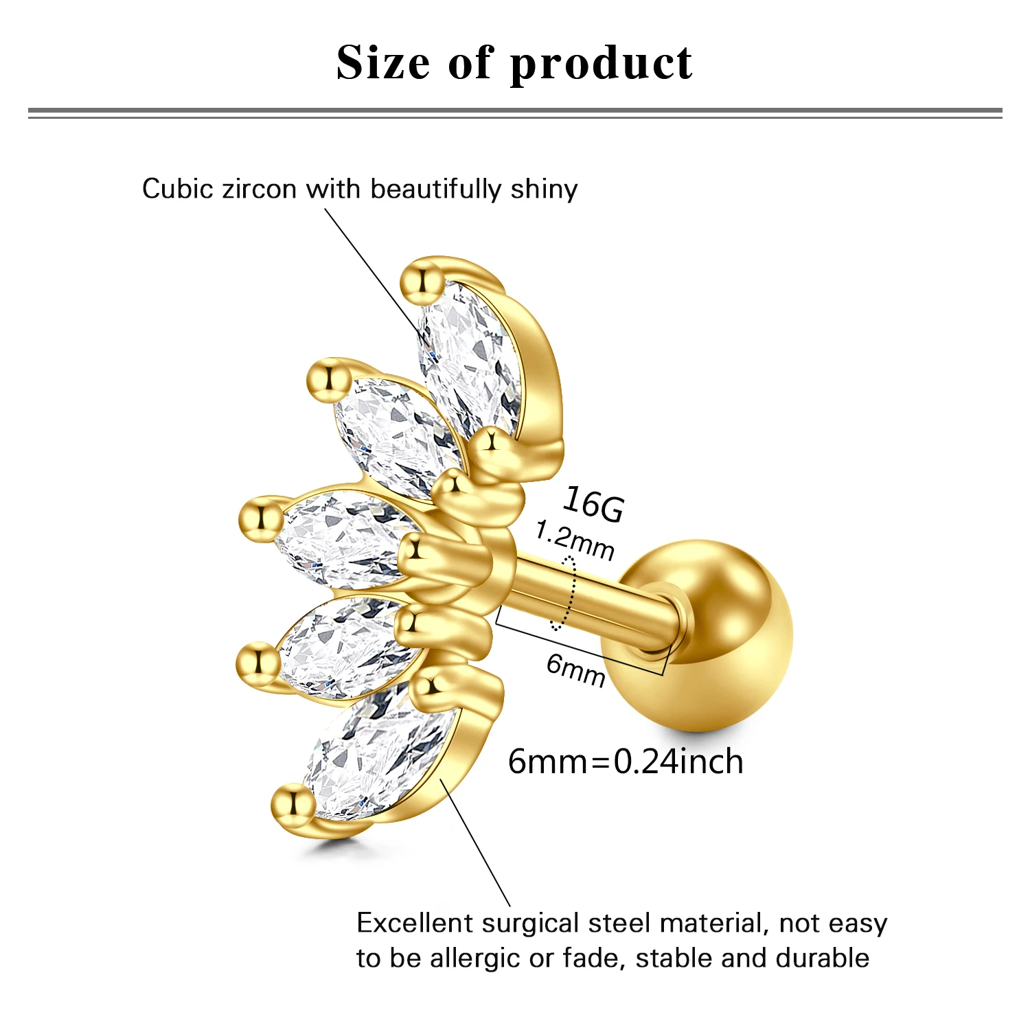 11 قطعة 316L الفولاذ المقاوم للصدأ الغضروف وأقراط اللولب الزنمة Daith أقراط الجسم الأذن ثقب المجوهرات