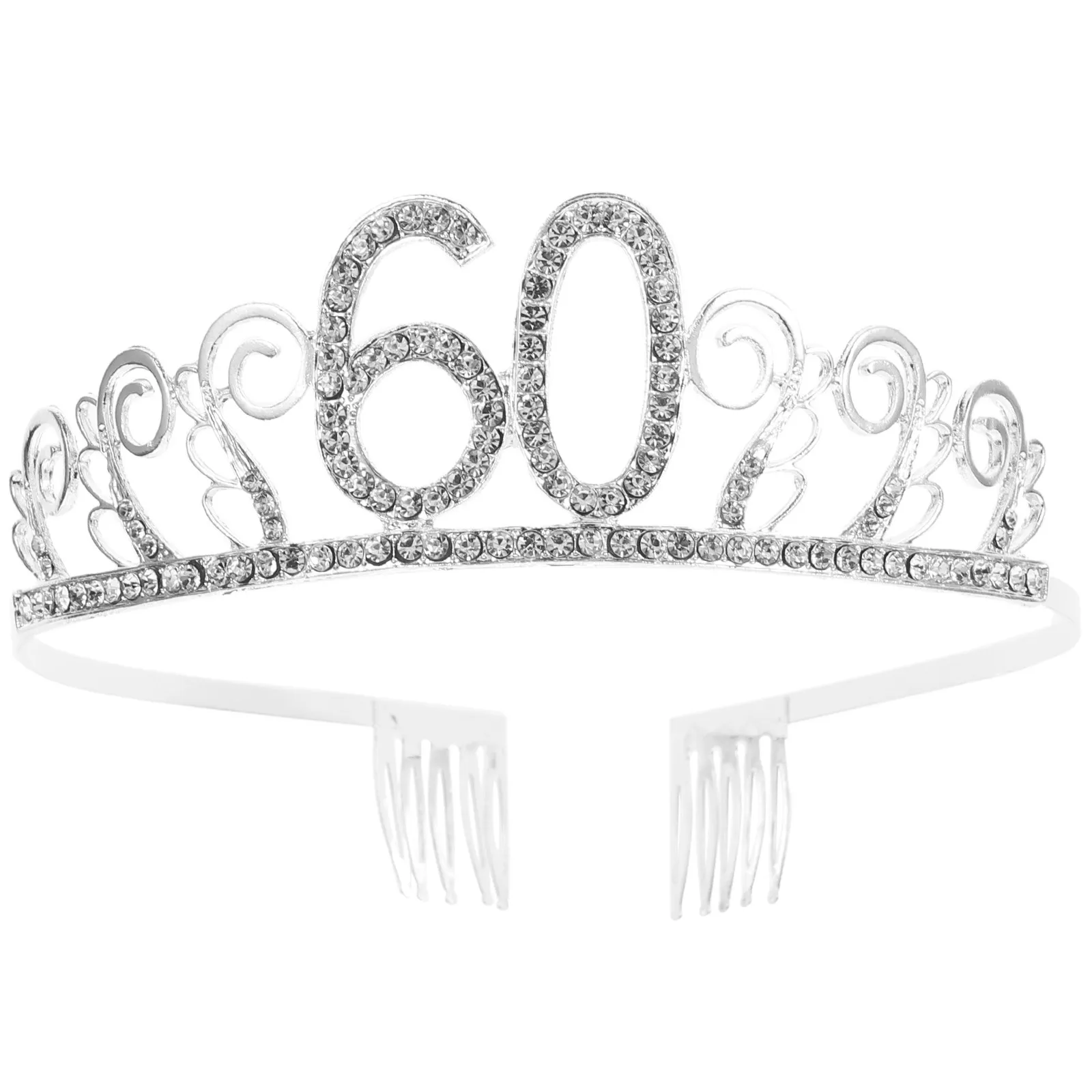 Birthday Tiara Number 60 Crystal Crown Headband Hair Comb for Women 60Th Birthday Party Queen Crown Tiara Headbands