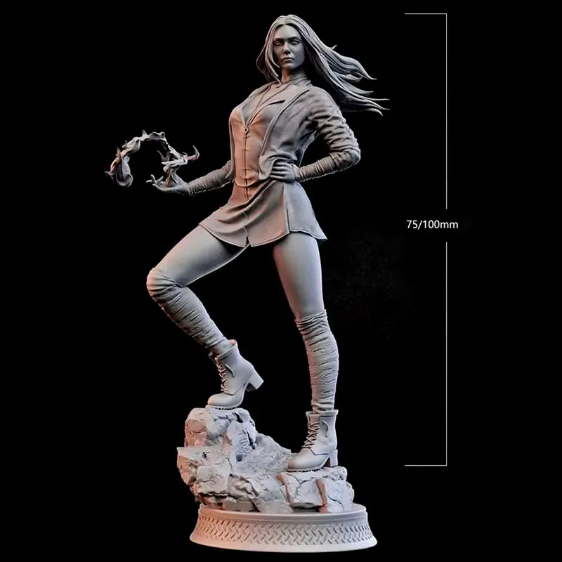 1/24 75mm  1/18 100mm Resin Model Kits Fire Girl Unpainted 1/24 75mm Figurine 535