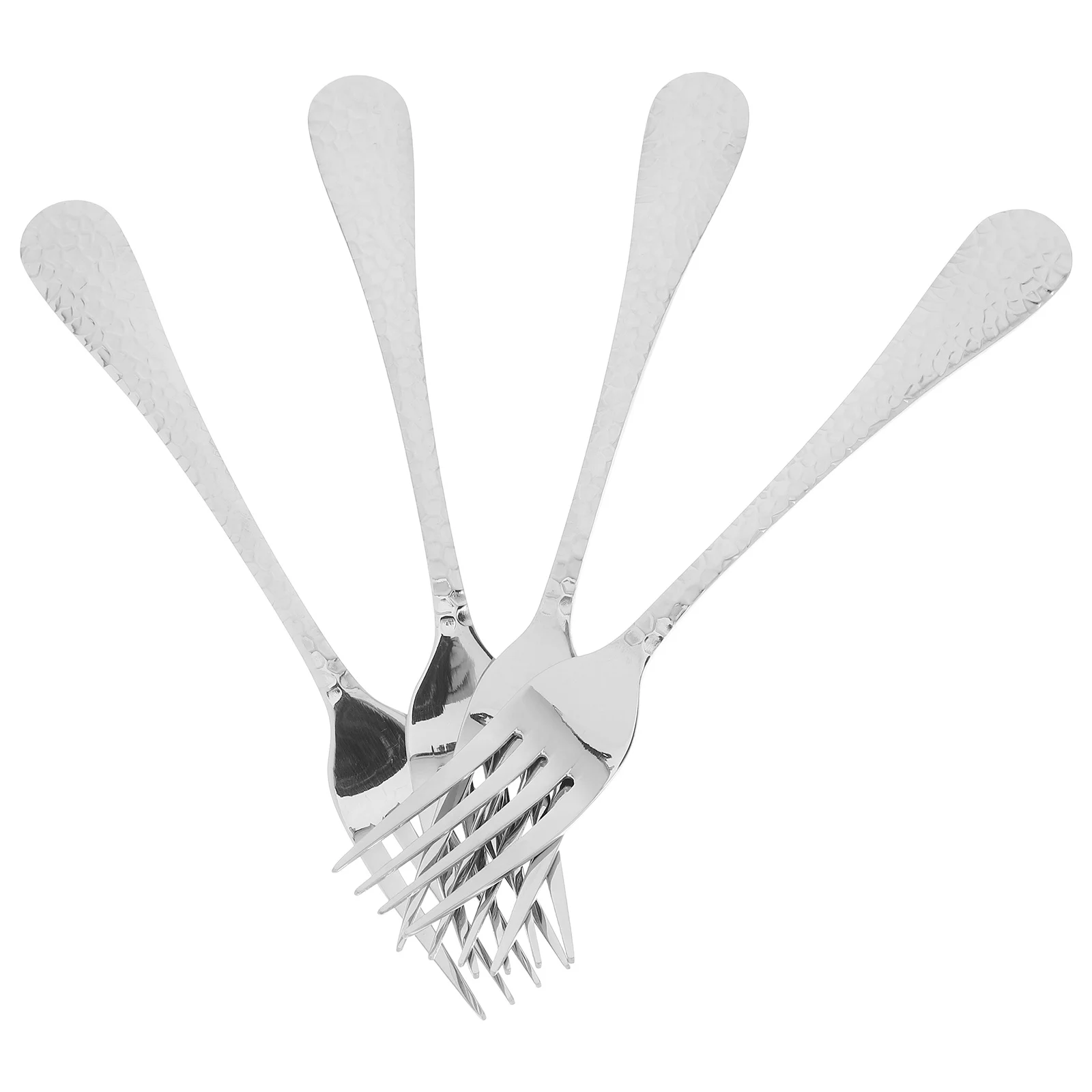 

4 pcs Stainless Steel Forks Hammered Design Durable Rustproof Appetizer Fruit Forks For Home Hotel Restaurant Banquet Kitchen
