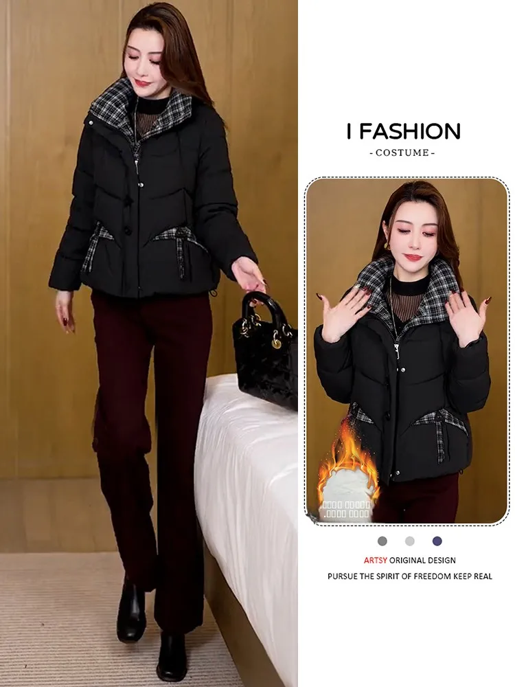 

Женская зимняя куртка из хлопка с подкладкой, красная, с узором, новая, высококачественная верхняя одежда