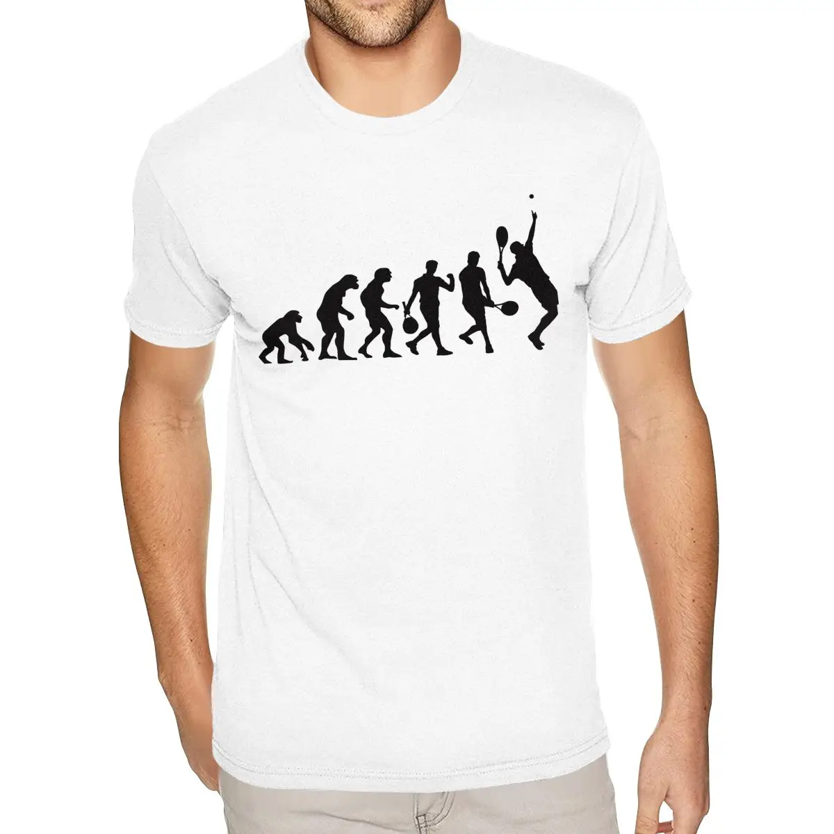

Забавная хлопковая футболка Tennis Evolution 4XL для мужчин, белые футболки