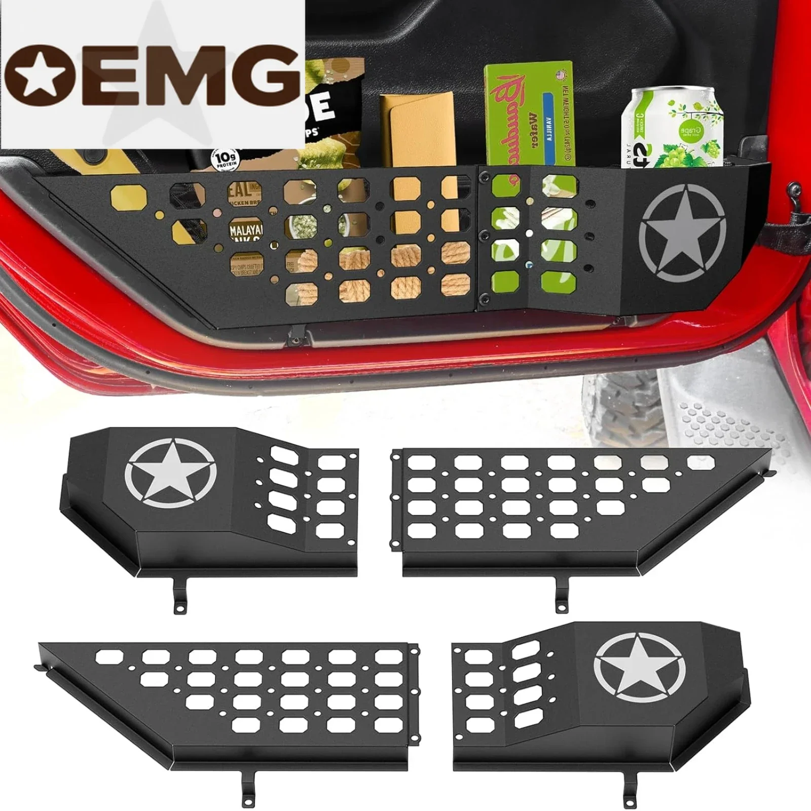 

Front Door Metal Storage Box Door, Side Insert Organizer for Jeep Wrangler JL JLU 4XE 2018-2024 and Gladiator JT 2020-2024