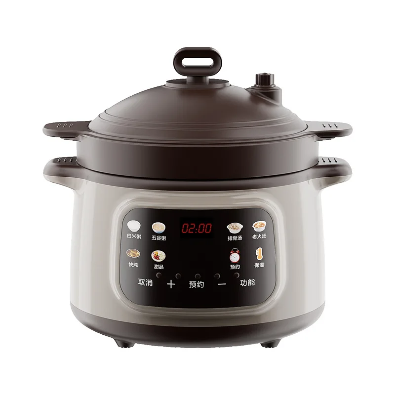 New Smart Multi Functional Electric Stew Pot Home Automatic Soup Cooking Low Pressure Purple Clay Ceramic Slow Cooker