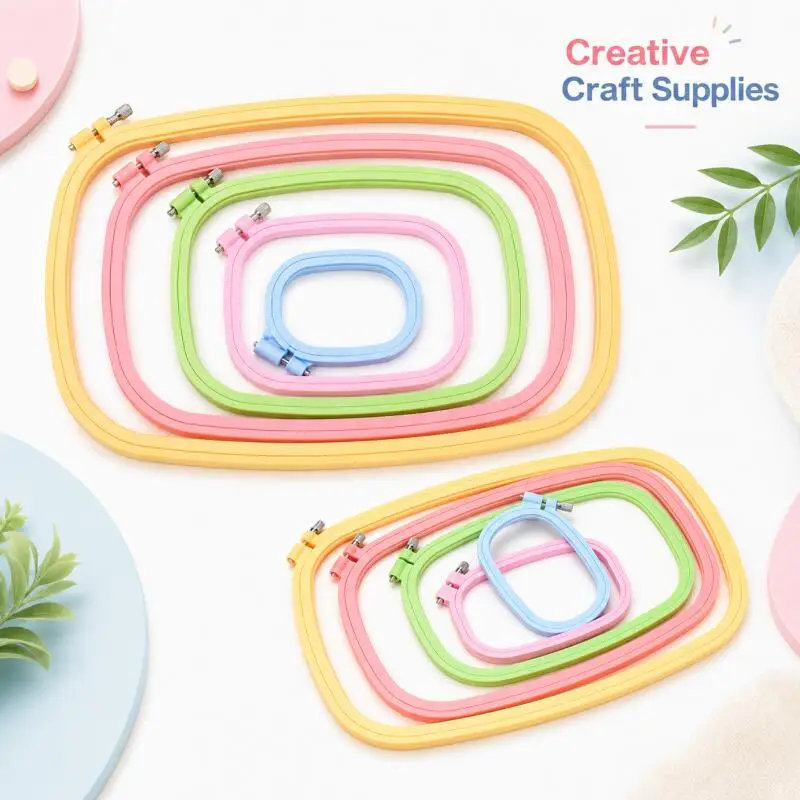 1/2/5 Stück Plastik DIY Stickrahmen Quadratischer Kreuzstich-Rahmen Heimwerker Stickerei-Set Nähzubehör – Detail 1